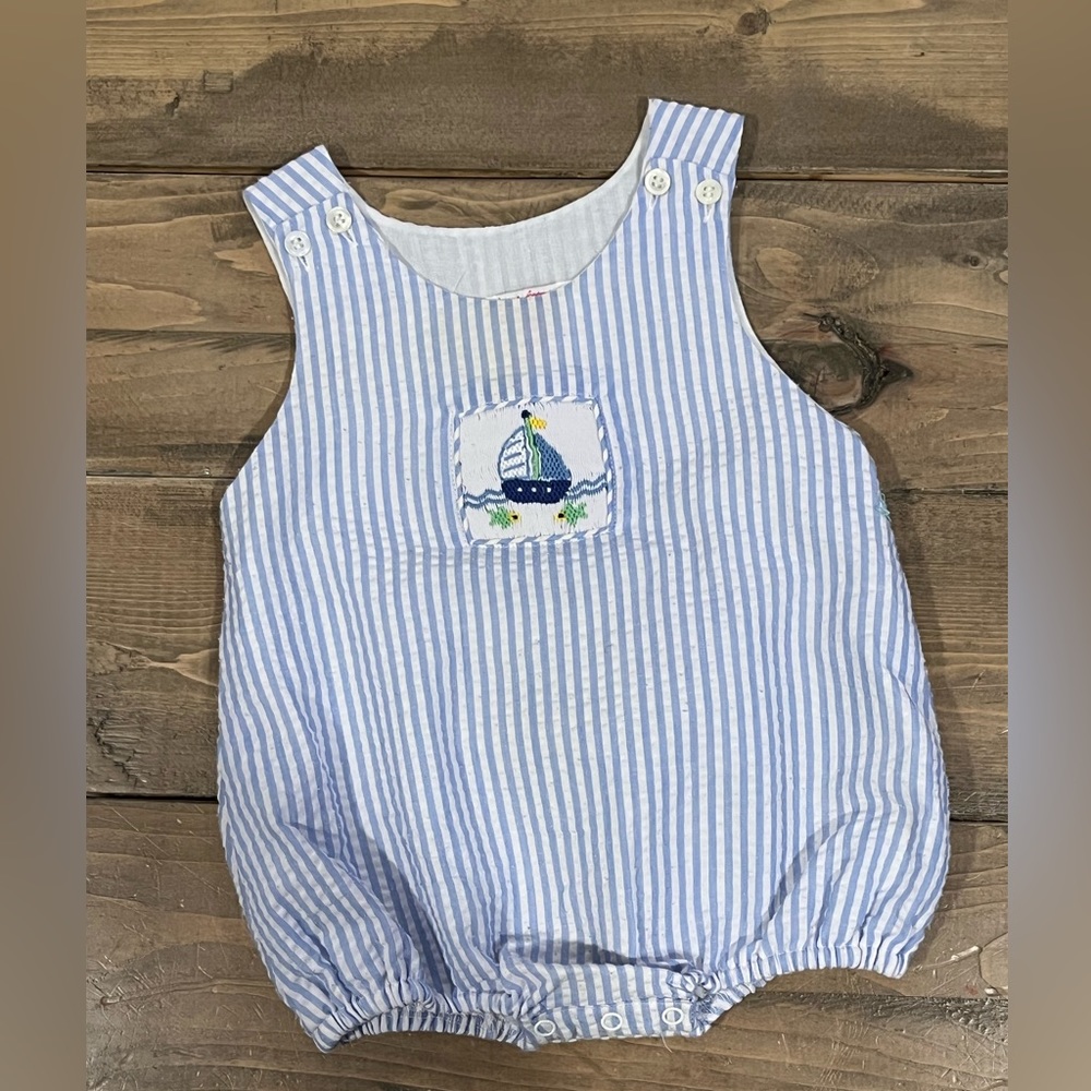 12 month seersucker sailboat bubble
